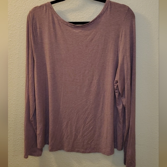 Melrose and Market Purple Striped long sleeve scoop neck top sz XXL - Picture 4 of 5